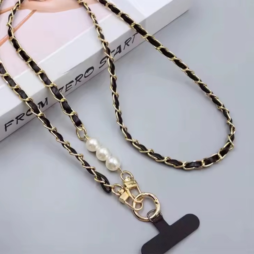 Black OR Red and Gold Phone Lanyard with Pearl Detail - Picture 8 of 8
